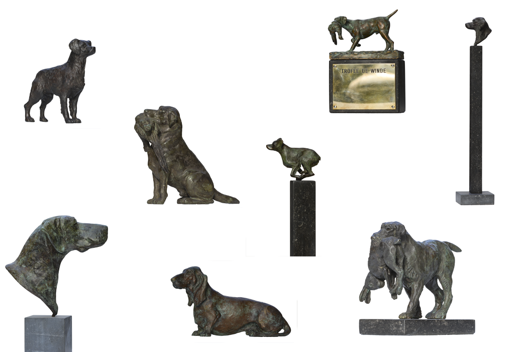 een kleine collectie van de honden beelden